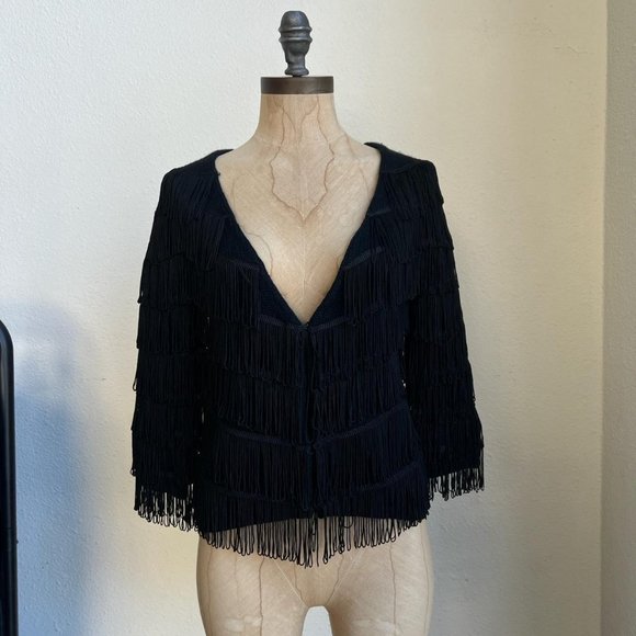Vintage Y2K Fringe Knit Cardigan By Hazel - Picture 1 of 6